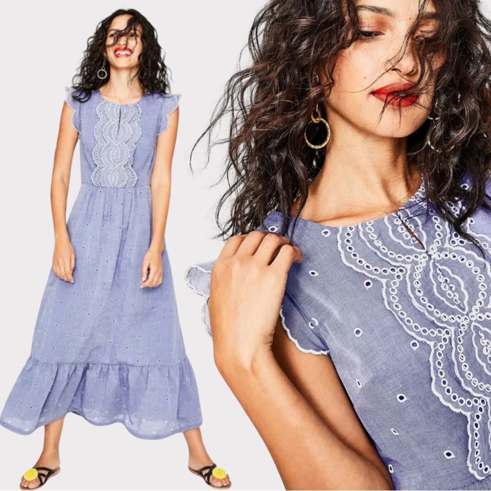 Boden Lavender Eyelet Midi Dress